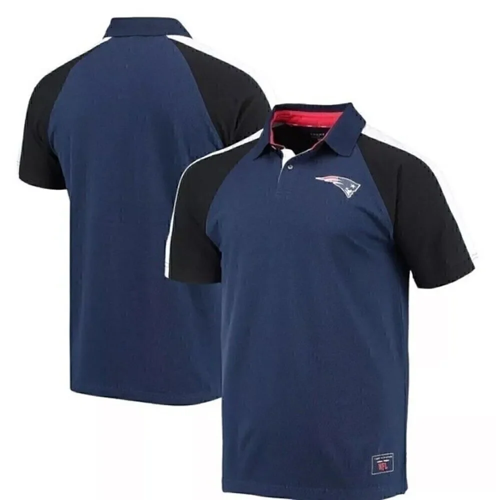 TOMMY HILFIGER M Men's Navy, White New England Patriots Holden Raglan Polo Shirt